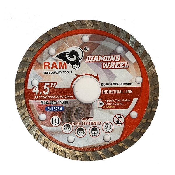 4.5” Continuous Turbo Diamond Blade  115mm x 22.23 x 1.2mm Fast Cutting for Ceramic, Marble, Granite